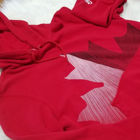 Red Nike Hoodie with Leaf Design Medium - Picture 3 of 5